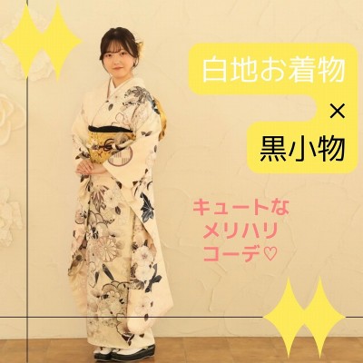 【成人】白地に古典柄が大人っぽくて上品【天竜区】